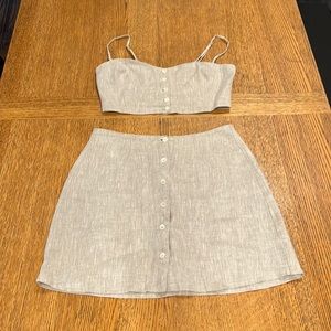Reformation two piece set linen skirt tank